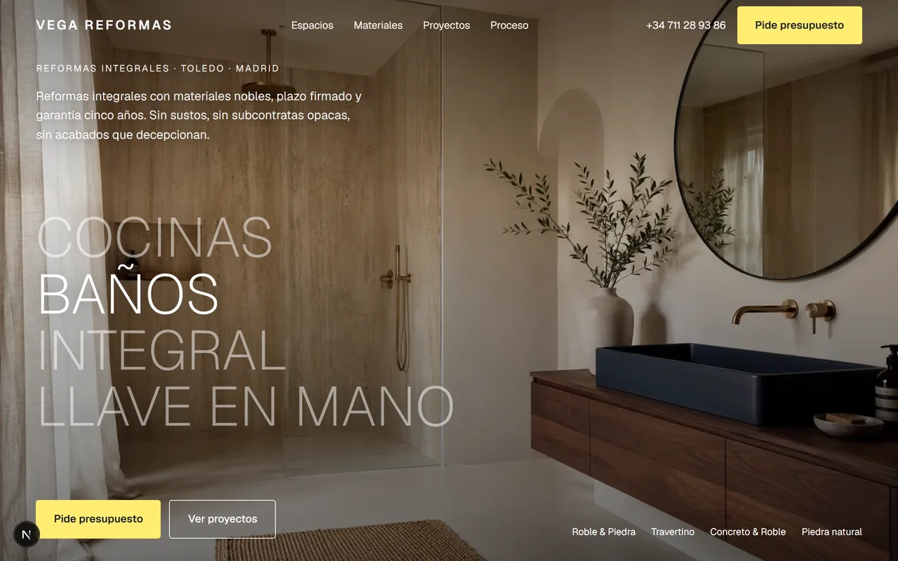 Sistema de Empresas de Reformas de Intelidatia: web y panel con datos de muestra
