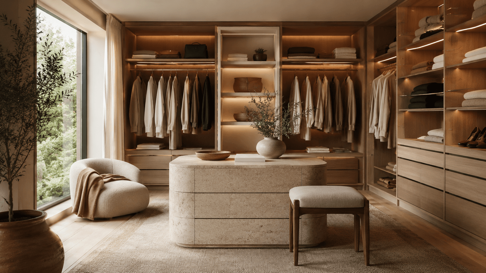 Vestidor con iluminación interior